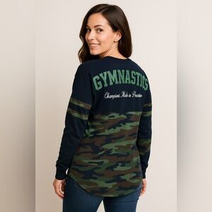 Boxercraft Womens Black Camo Gymnastics Jersey Shirt Sz S Team Spirit Glittery